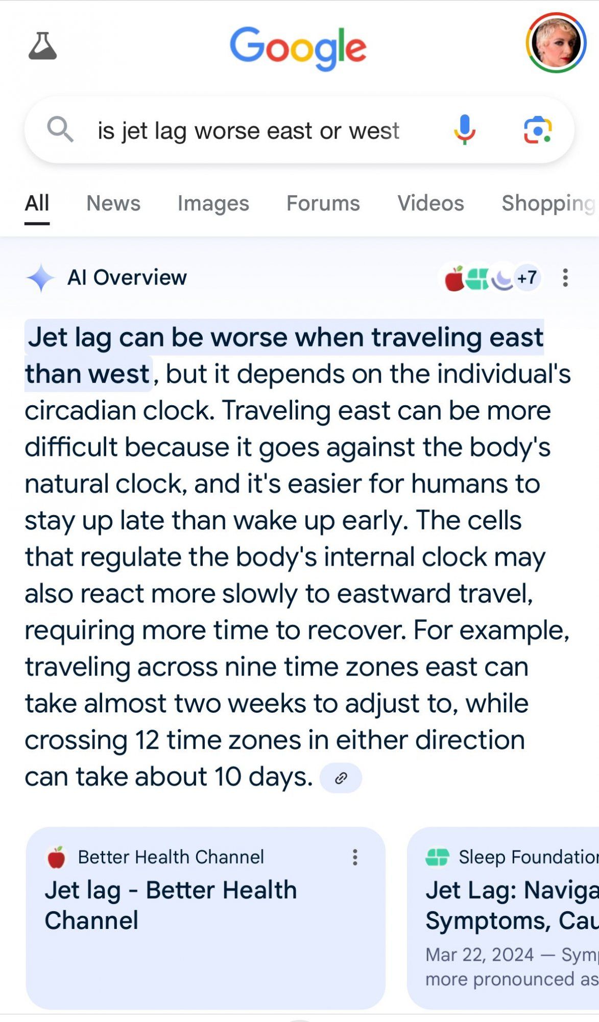 Google AI Overviews search interface screenshot